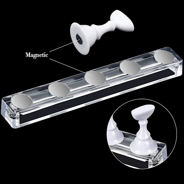2 Set Akryl Naglar Konst Övning Stativ Magnetiska Nageltips Hållare Träning Fingernagel Display Stativ DIY Nagel Kristall Hållare