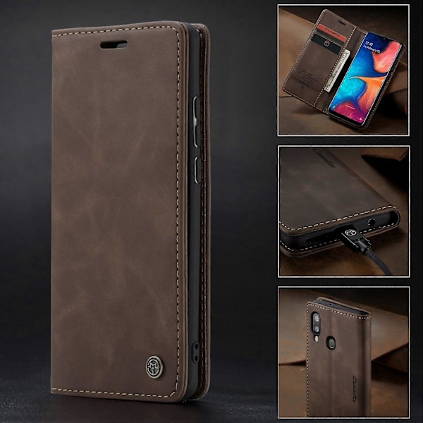 CASEME 013-serien Auto-absorberande Läder Flip Plånboksfodral för Samsung Galaxy A20e