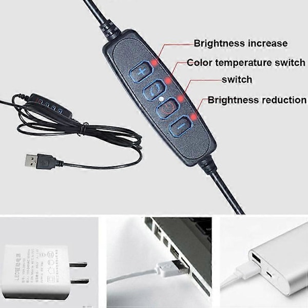 6 tommer Stærk Clip Fill Light med Justerbar Temperatur LED Ring Light Skrivebordscomputer Clip Light