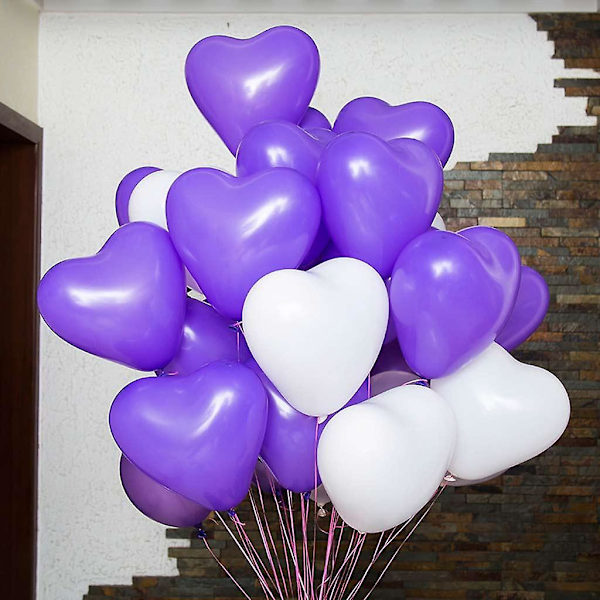 5x10 stk Latex Hjerteformede Ballonger Bryllup Bursdagsfest Dekor Lilla