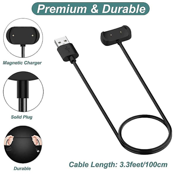 Usb-laddningskabel för Amazfit Gts 2, Gts 2 Mini, Gts 2e, Gtr 2, Gtr 2e, Gts 4 Mini, T-rex Pro, Bip 3, Bip U - 3,3ft Smartwatch-laddningssladd