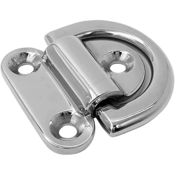 Fällbar ögla i rostfritt stål, fällbar ögla, däck surrningsring för släpvagn, båt, husvagn, silver, 2 st