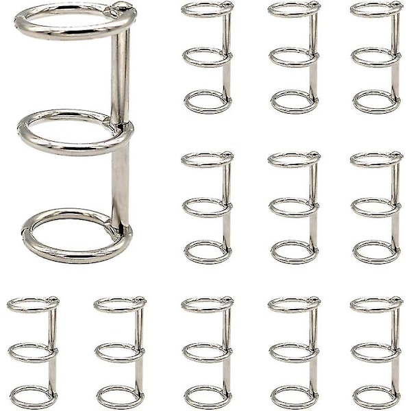 12 Pcs Silver Book Rings, 3 Holes Metal Loose Leaf Binder Rings, Ring Snap Split Hinged For Notebook Diary Photo Album Binding