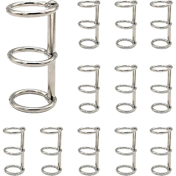 12 stk. Sølv Bogringe, 3 Huller Metal Løse Blade Binderinge, Ring Snap Splithængslet Til Notesbog Dagbog Fotoalbum Binding