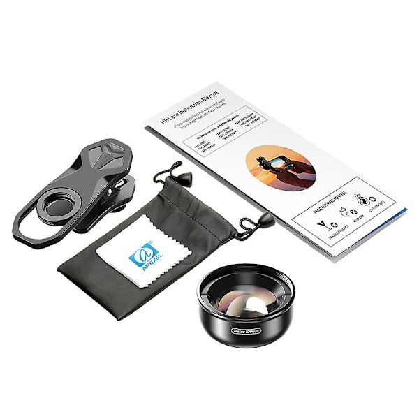 APEXEL APL-HB100mm Universell Smartphone Makrolins 4K HD Telefonkameralins Ingen Förvrängning Oskarp Bakgrund Kompatibel med iPhone 11/XS/XS Max/XR/X/8/