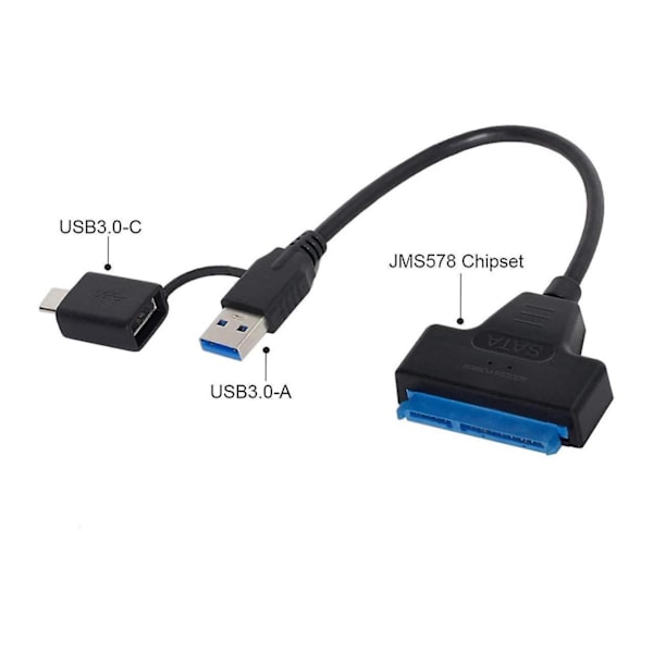 Sata 22 Pin 2,5 tum Hon till USB 3.0 & Typ-c Hane USB-c USB 3.0 Sata Adapter Hårddiskdrivrutin SSD Adapterkabel för Macbook & Laptop