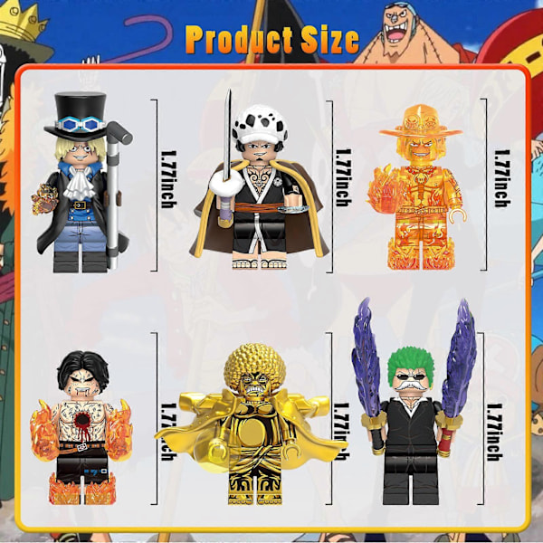 8 st One Piece Minifigurer Byggklossar Samlarobjekt Anime Luffy Actionfigurer Byggleksaker för Pojkar Barn
