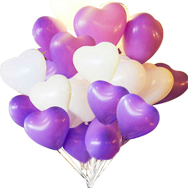 5x10 stk Latex Hjerteformede Ballonger Bryllup Bursdagsfest Dekor Lilla