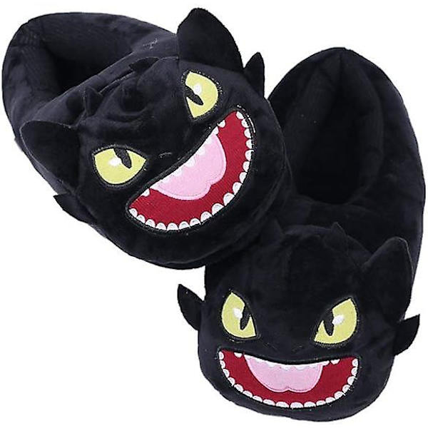 Talviset lämpimät sisätossut - Mukavat pehmeät plushiset hauskat piirretty kissan ja lohikäärmeen tossut - Aikuisten, lasten ja teinien lämpimät kotitossut