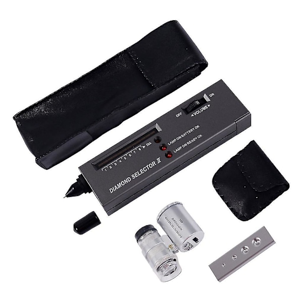 Portabel Diamant Testare Penna Med 60x LED-Upplyst Lupp Förstoringsglas Combo