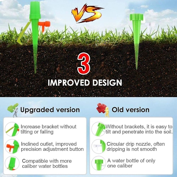 10 st Droppbevattningssystem, Automatiska Bevattningsstavar med 12 st Anti-tippfästen, Passar Alla Flaskor, För Inomhus- och Utomhusväxter 15,5 cm Versailles
