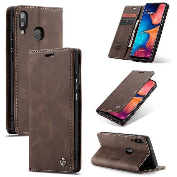 CASEME 013-serien Auto-absorberande Läder Flip Plånboksfodral för Samsung Galaxy A20e