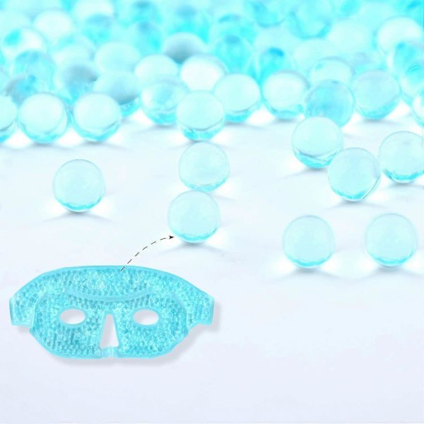 Øyemaske med isperler, kald kompress, varm kompress, sovemaske, gel, plysj, ispakke, ismaske, lyseblå. Produktstørrelse: 27*12CM, total lengde: 63cm, begge