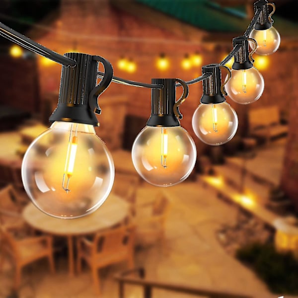 LED-valoketju ulkokäyttöön - 7,6 m ulkokäyttöön sopiva vedenkestävä valoketju 10+1 G40-lampuilla, iskunkestävä IP44 vedenkestävä valoketju sisä- ja ulkokäyttöön