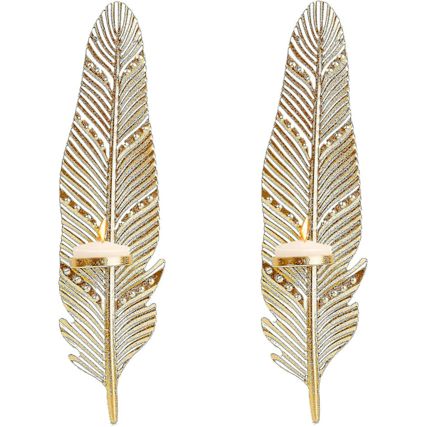 2 stk Vegglysestaker, Veggmontert Metall Lysestaker, Lysestake Veggdekor For Hjemmet