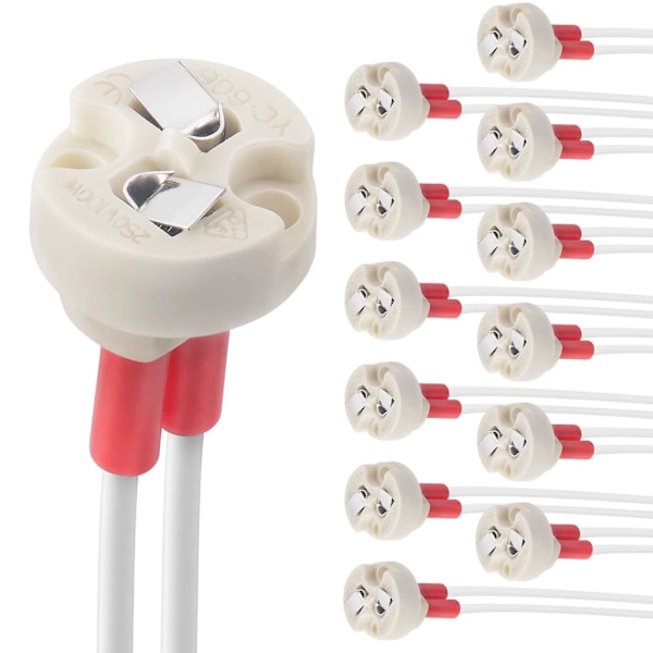 Bi-pin-sockel, G4, Gu5.3, G6.35, Gy6.35, Gx5.3 Mr16, Gz4 Mr11, Halogen Glödlampa Sockel Keramik Kropp Lamphållare (12 st)