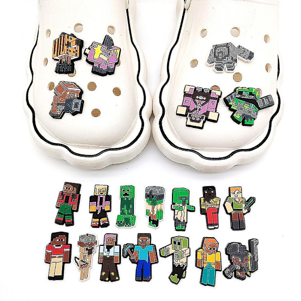 20 stk Minecraft Sko Charms Sko Dekoration Til DIY Croc Clog Sandaler Armbånd Håndledsband Dekoration Fest Favoritter Gaver