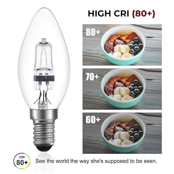 42W E14 C35 Dimmerbar Halogenpære AC 220-240V Varmt Hvit 2700K E14 Transparent Halogen Lyspære (10 stk)