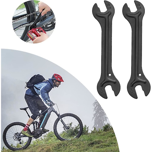 2-pak Cykel Kegle Nøgle Nav Nøgle Kulstofstål Aksel Nav Kegle Nøgle Størrelse 4 13/14/15/16mm Åben Ende Pedal Nøgle Reparationsværktøjer