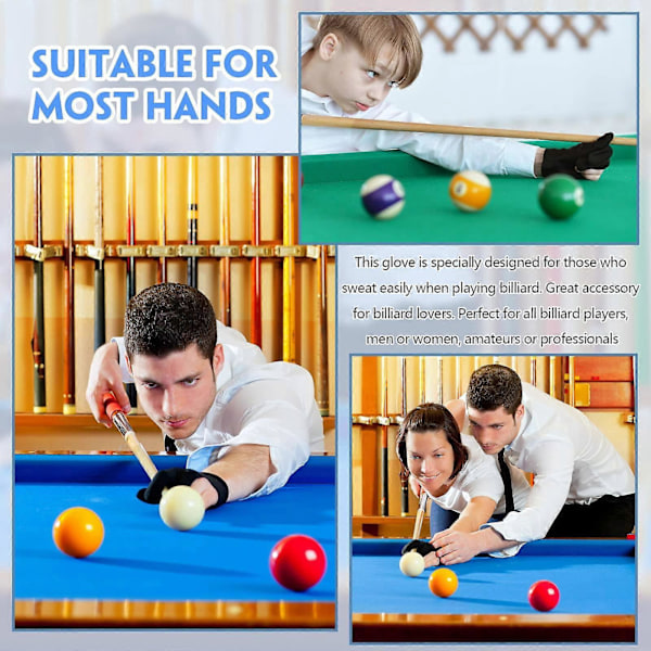 20 st andningsbara biljardhandskar Snooker Vänster Höger Handskar 3 Köhandskar för Kvinnor Män Biljard