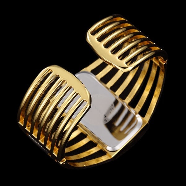 Elegant rektangulär guldlock-klocka