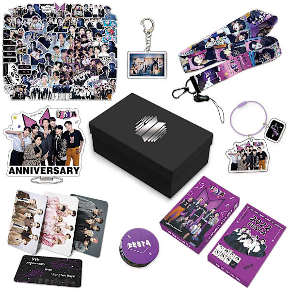 Bts Fans Presentset För Army Box Inkluderar Stickers, Fotocards, Lanyard Och Nyckelring