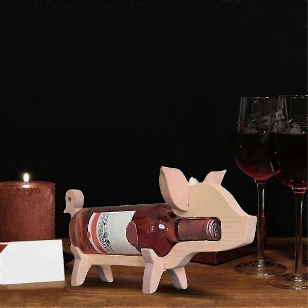 Vinreoler i tre, dyreformet vinflaskeholder, vinreol i tre, vinholderornament, nyhet vinreoler frittstående B