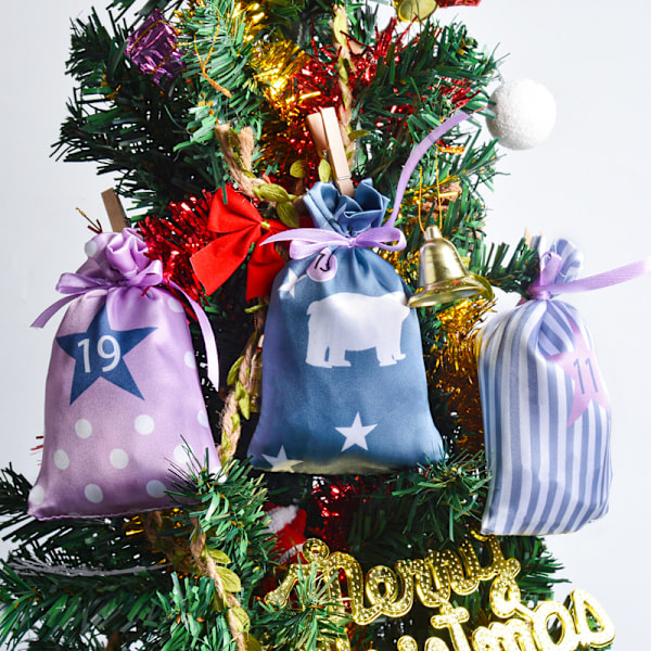 Julkalender-presentpåsar 1-24 Hängande påsset Julgåva-stil5