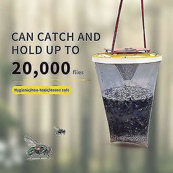 6 st flugfälla, röd topp flugfälla, utomhus hängande flugfälla, fånga och håll upp till 20 000 flugor