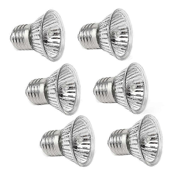 6-pack Uppvärmningslampor 50W UVA UVB Lampor för Reptiler, Sköldpaddor, Ormar