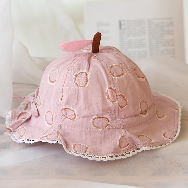 Kreativ tredimensjonal epledesign solhatt for barn, floppy strandhatt, bred brem, justerbar hetteomkrets 48 cm (lilla)