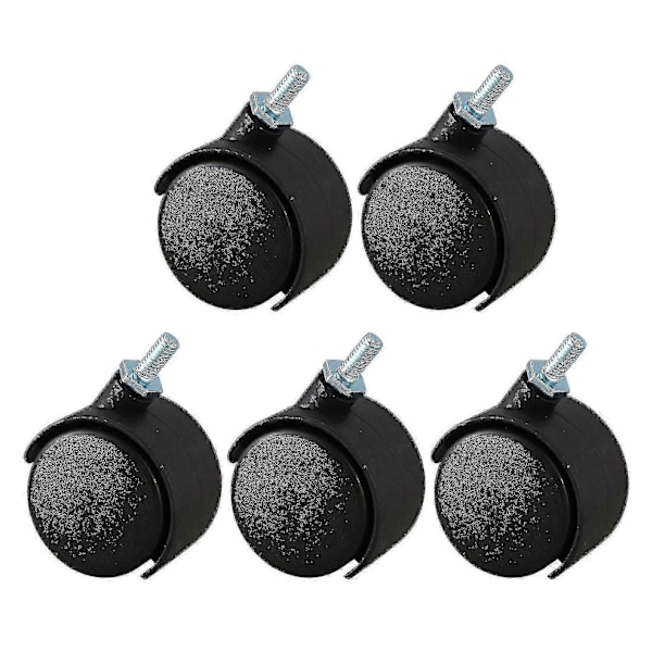 5 kpl 6 mm kierteinen varsi 40 mm kaksoispyörä pyörivä pyörä musta