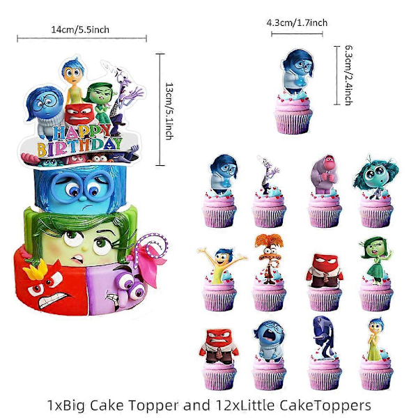 Inside Out 2 Lasten söpö piirretty syntymäpäiväjuhlat koristeet ilmapallo sarjat banneri kakun päällinen tarvikkeet sarja