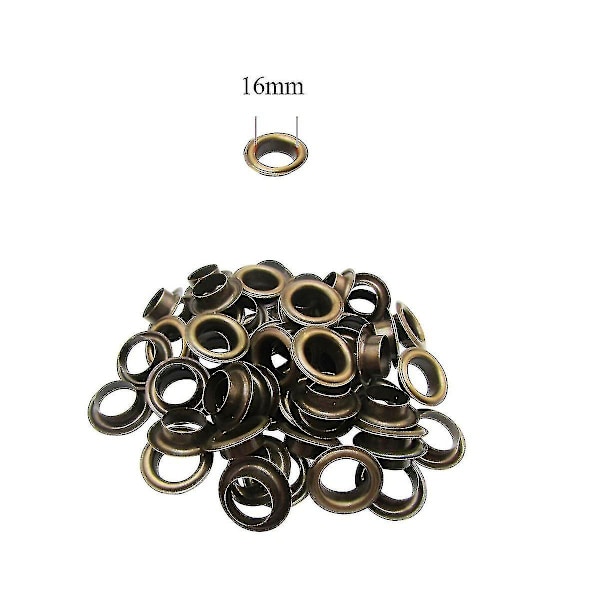 16 mm Rustfrie Messing-Øyebolter, Grommet &amp; Skiver - Størrelse, Farge: 50 stk x 16 mm, Bronse