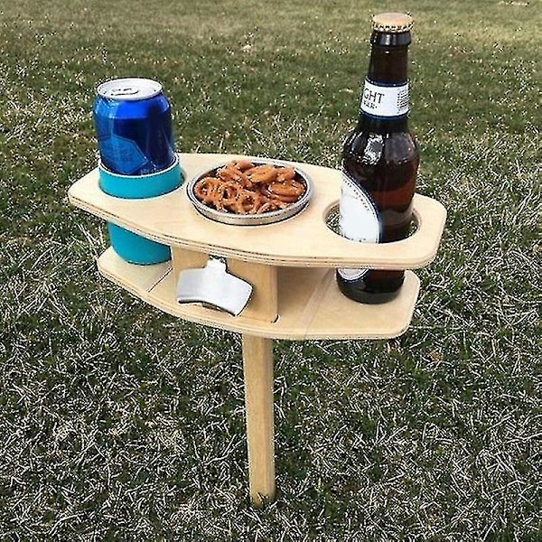 Fällbart Träbord för Öl och Vin Utomhus - Bärbar Bord för Ölälskare - Present med Vikbart Bordsskiva