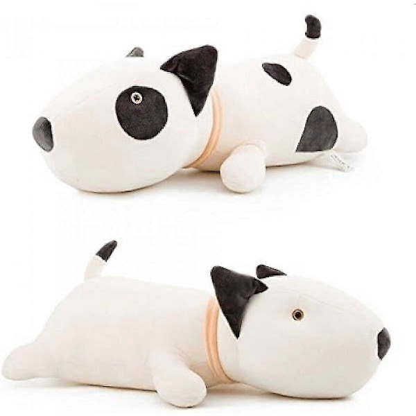 Bull Terrier Hund Stor Kosepute Myk Plysj Leke Kosedyr Hvit 53 cm xi