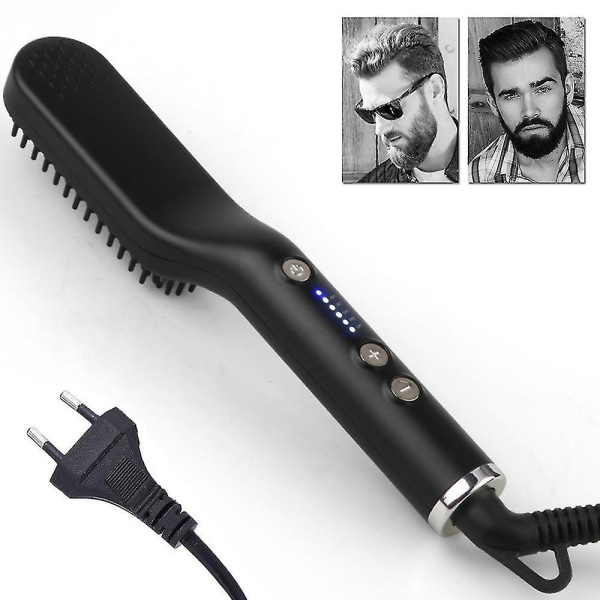 Xox-premium skäggplattång för män - Cutting Edge Ionic Beard Plattång kam, uppvärmd hårstrlätare för män, skäggkam och uppvärmd skäggbr.