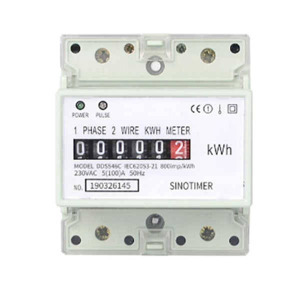 Elektrisk enfas tvåtråds AC 220V 100A Energimätare KWh Motförbrukning Analog el