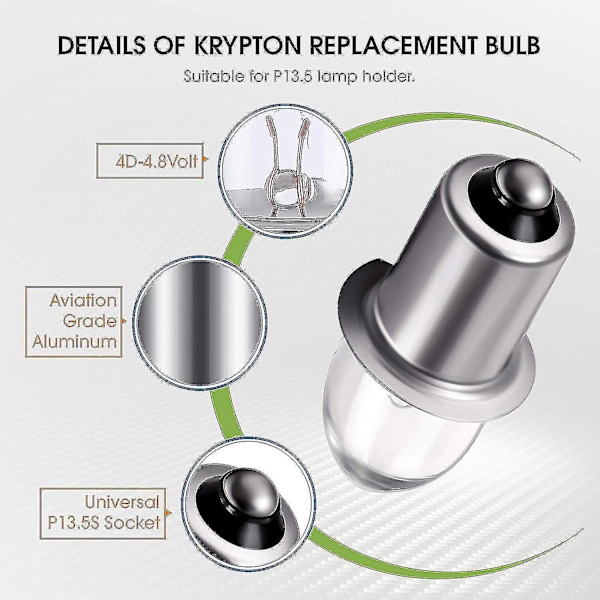 6-volt/ 4d-4.8-volt 0.75a bajonettbas krypton ersättningslampa ficklampa glödlampor (3 stycken)[pb]