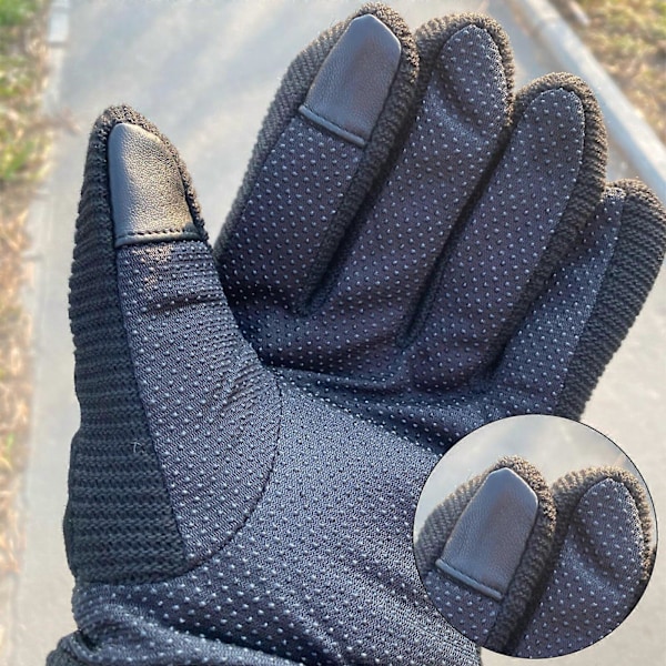 Handskar i svinläder för män, vinterridning, pekskärm, varma, vindtäta, plyschfodrade, tjocka bomullshandskar, utomhuscykling, motorcykelhandskar