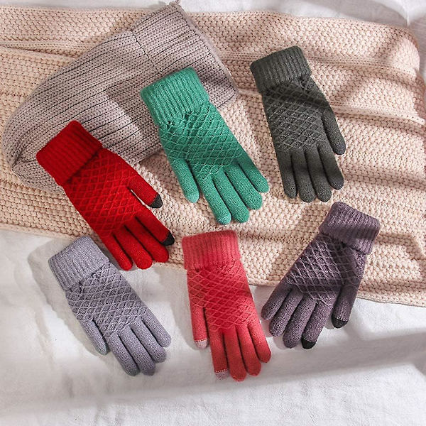 Unisex Vintervarme Hansker Tykke Vintervarme Dame Strikkhansker Full Finger Touchscreen Studentvotter