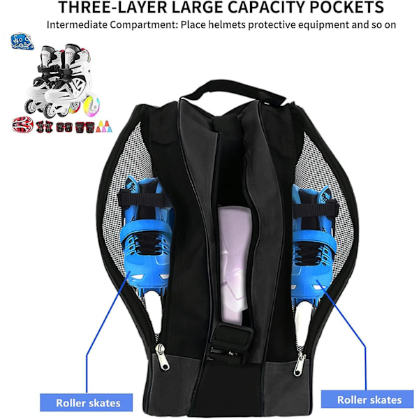 Rollebladetaske, Åndbar Skøjtetaske Med Justerbare Remme, Oxfordstof Skøjteopbevaringstaske