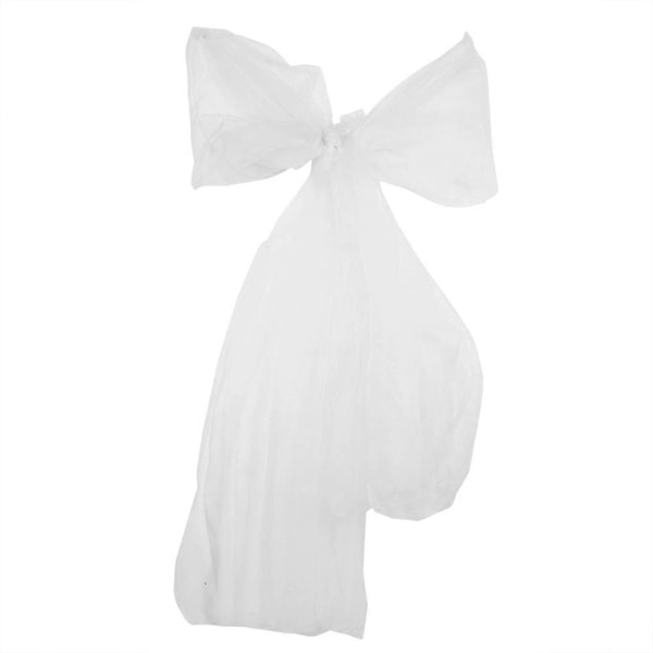5M*1.36M Bordskjol Stol Sheer Organza Tyll Tyg Rosett DIY Bröllop Fest Dekoration Vit