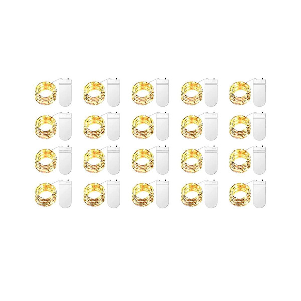 20 Pakke Fe-lys Batteridrevet 3,3Ft 20LED Mini Lys Stjernelys til Glasburke Jul, Varmt Hvidt