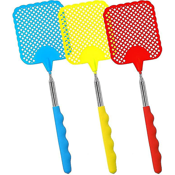 3-pack utdragbar flugsmällare Lätt manuell flugsmälla Skadedjursbekämpning med justerbart teleskophandtag i rostfritt stål