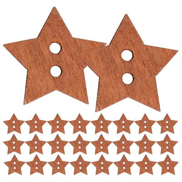 200Pcs Wooden Star Buttons Five-pointed Star Buttons Wooden DIY Craft Sewing Buttons