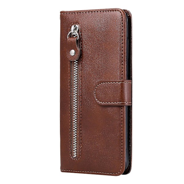 Fodral för Oppo Reno 6 5g Blixtlåsfack Plånboksfodral Magnetisk Stängning Kortplatser Mjuk Tpu Premium Pu Läder Magnetiskt Flippskydd - Brun