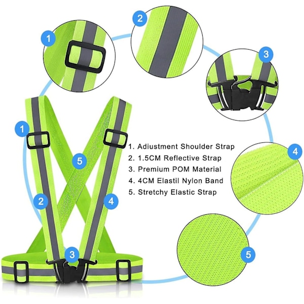 Reflekterande Väst Fluorescerande Säkerhet, Hög Synlighet, Justerbar Elastisk, Midjeband