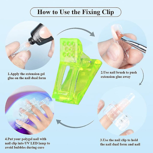 Nageltipsklämma för snabb nagelbyggnad Förlängning UV LED Generator Klämma Finger DIY Nagelkonst Nagelkonstverktyg