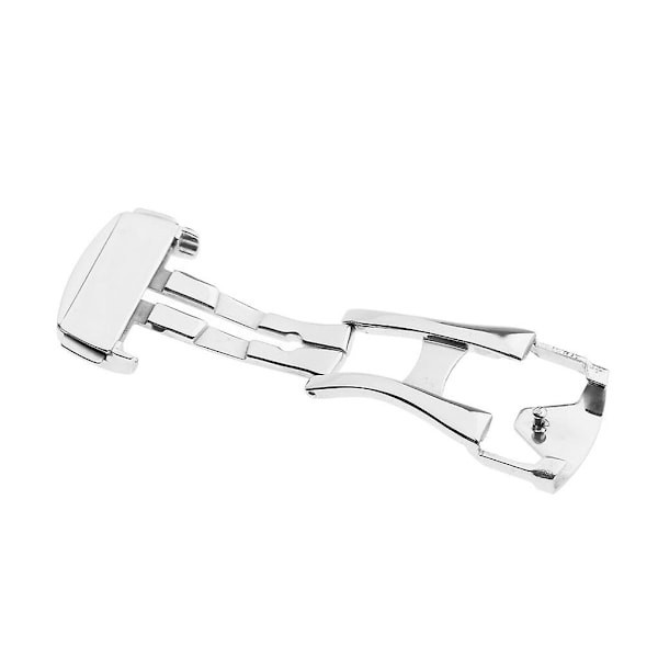 2x Rostfritt Stål Tryck Vik Lås Spänne Klockarmband Silver-16mm